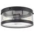 Farmhouse 2-light Black Metal with Seeded Glass Drum Flush Mount Ceiling Light